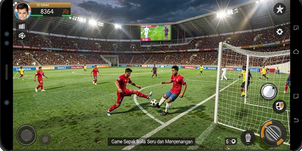 Tampilan gameplay seru dalam game sepak bola 8364.