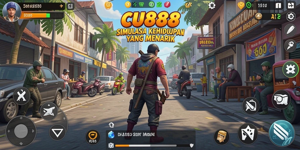 Tampilan gameplay menarik di CU888 dengan berbagai aktivitas simulasi.
