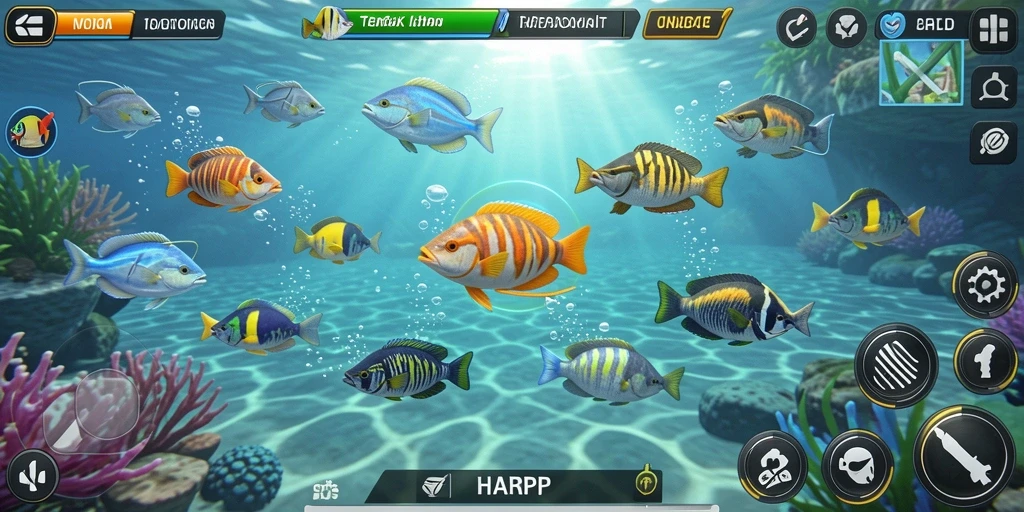Screenshot gameplay Tembak Ikan yang seru dan penuh warna.