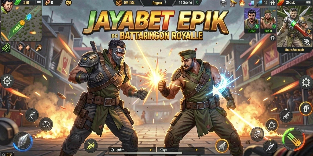 Tangkapan layar utama JAYABET menampilkan aksi pertempuran yang mendebarkan di arena Battle Royale.
