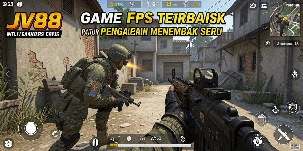 Screenshot utama dari JV88 menampilkan gameplay FPS yang mendebarkan.