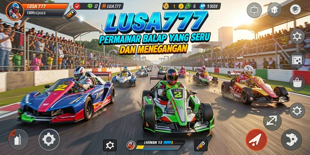 Screenshot LUSA777 menunjukkan aksi balap mobil yang seru.