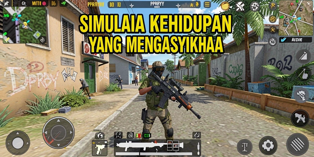 Screenshot PPRRYY menunjukkan interaksi karakter dalam gameplay Simulation.