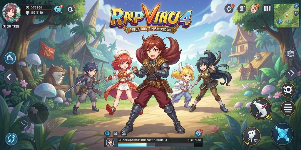 Screenshot gameplay RPVIP4 yang menampilkan aksi seru dan karakter anime ikonik.