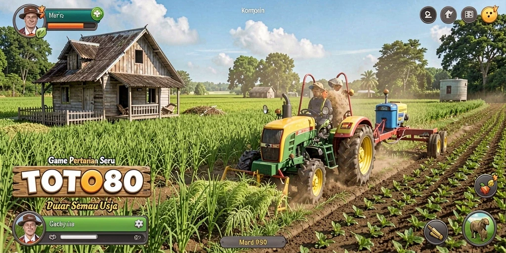 Screenshot gameplay TOTO80 menampilkan aktivitas bertani yang seru.
