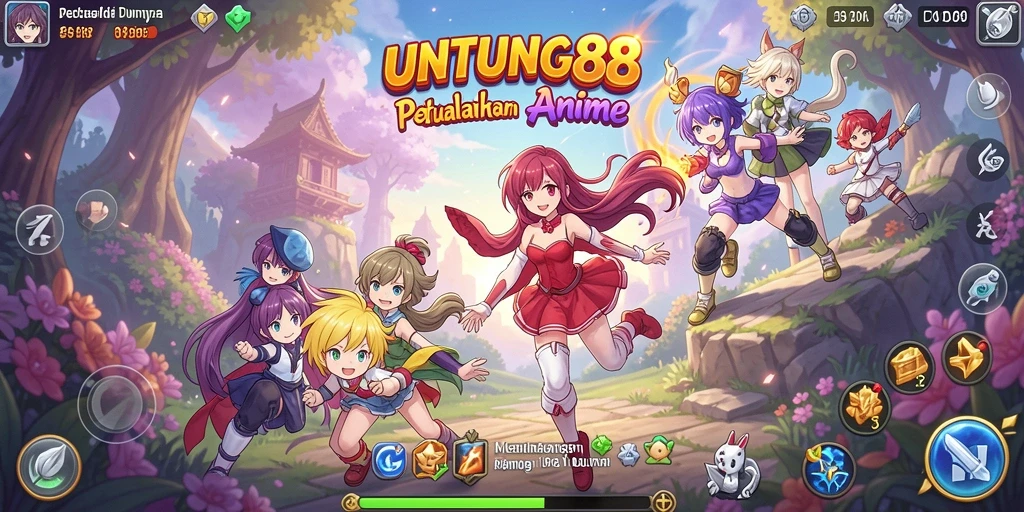 Tangkapan layar gameplay UNTUNG88 dengan karakter anime yang menawan.