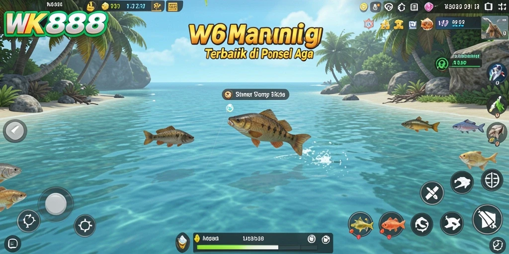 Tampilan gameplay WK888 yang menarik saat menangkap ikan di lautan.