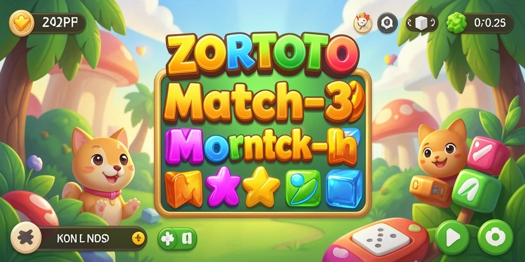Tampilan menarik saat bermain ZORTOTO dengan gameplay Match-3 yang seru.